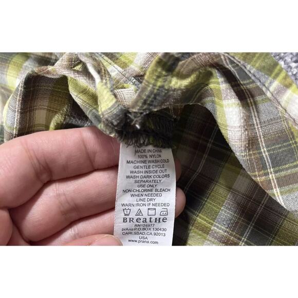 Prana Shirt Mens Extra‎ Large Button Up Plaid Breathable Outdoors Mesh Green - Picture 4 of 16